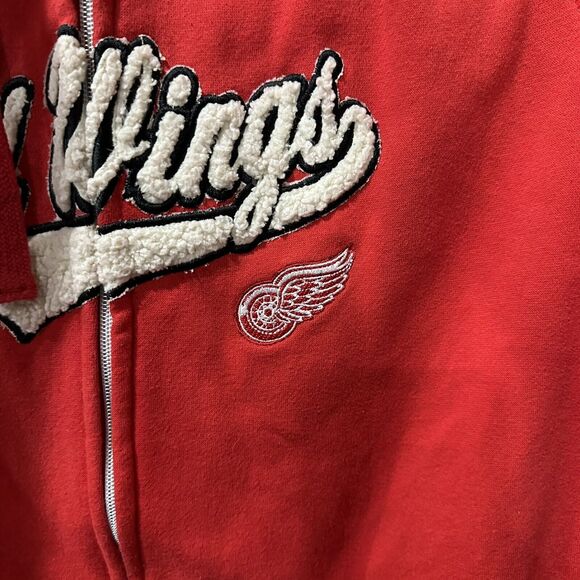 NHL Womens Jacket Full Zip Shirt Detroit Red Wings Top Long Sleeve Large Sherpa - Picture 3 of 7